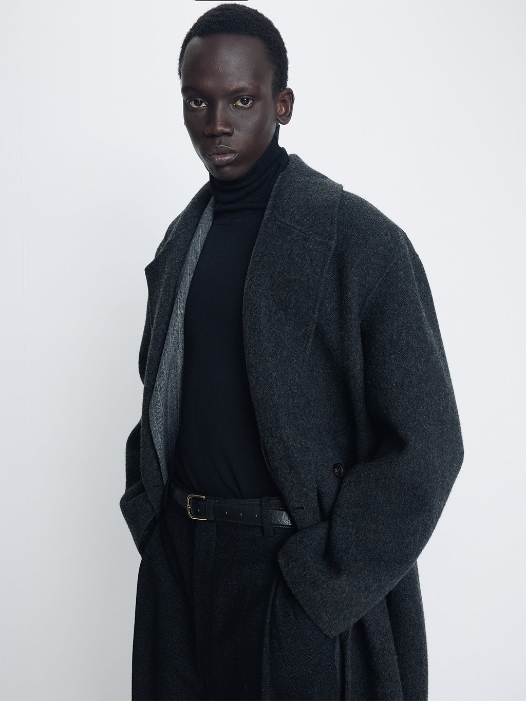 Tonywack - Hand-Made Wool Belted Double Coat (Melange Charcoal) product image 5 | TRAB K-Fashion Australia