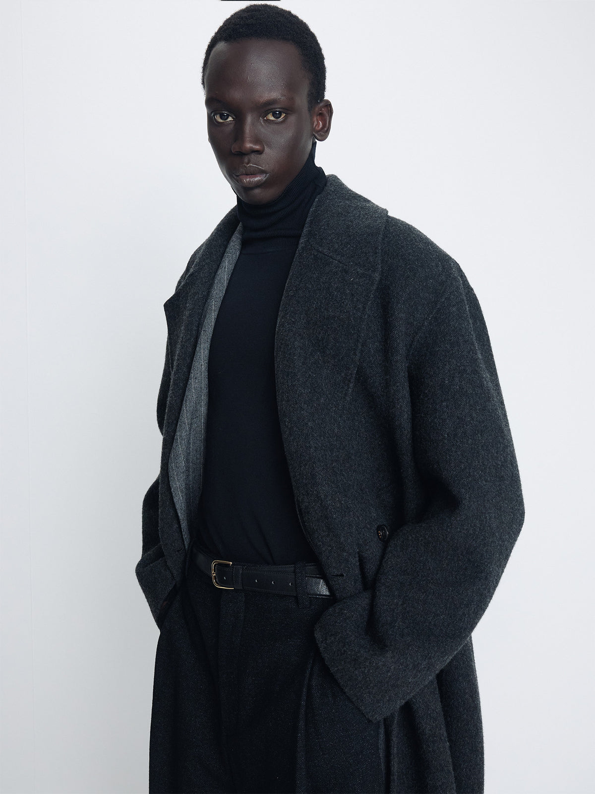 Tonywack - Hand-Made Wool Belted Double Coat (Melange Charcoal) product image 5 | TRAB K-Fashion Australia