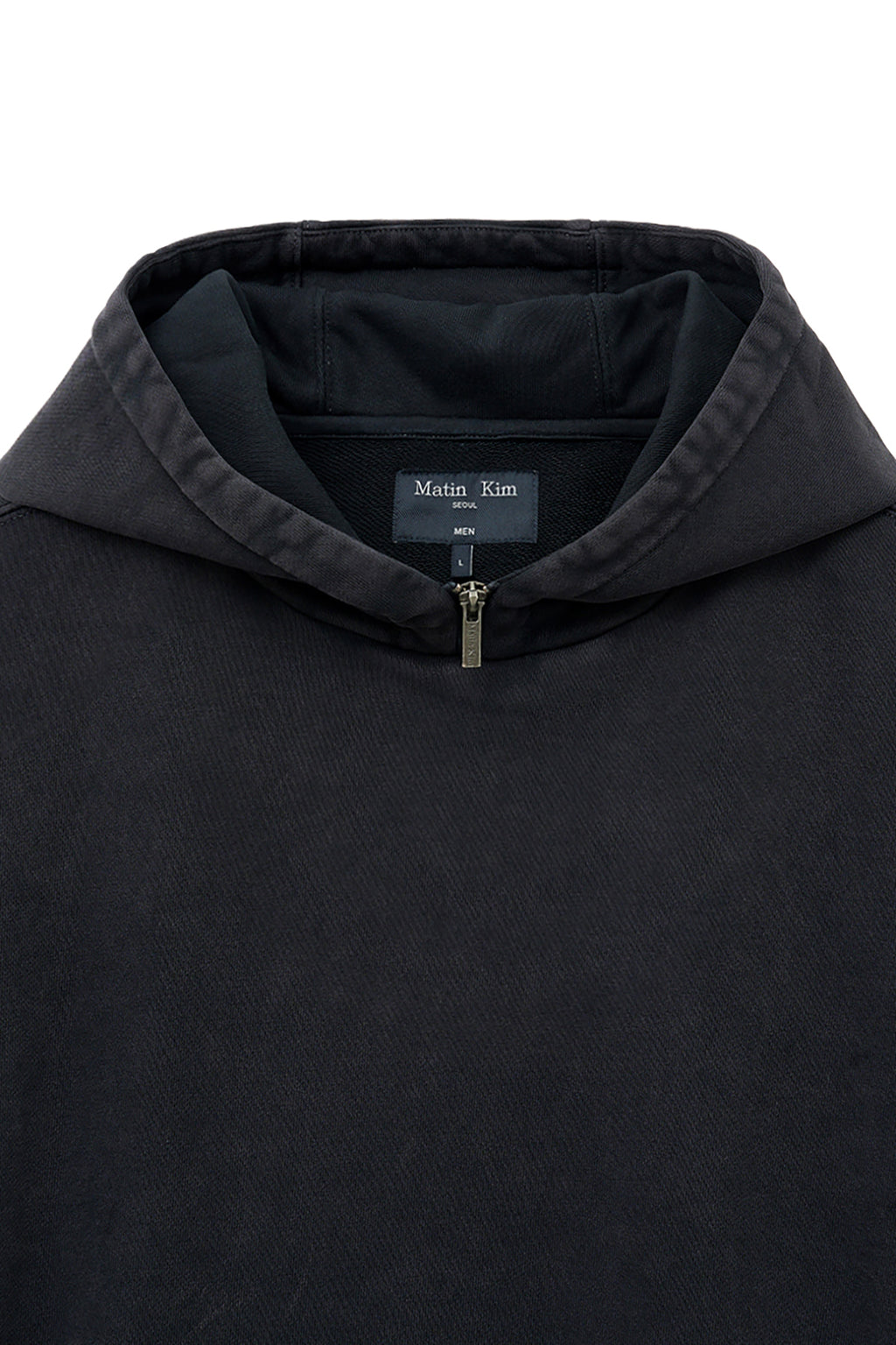 Matin Kim - Zipper Point Washed Hoody (Charcoal) product image 4 | TRAB K-Fashion Australia