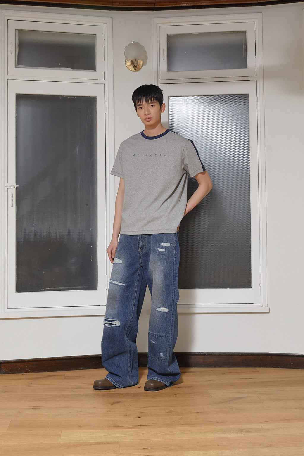 Matin Kim - Color Line Point Logo Top (Grey) product image 8 | TRAB K-Fashion Australia