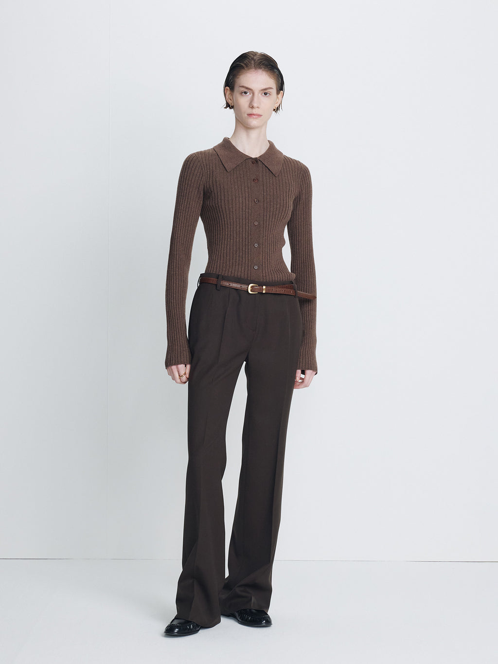 Tonywack - Superfine Merino Wool Rib Cardigan (Brown) product image 1 | TRAB K-Fashion Australia
