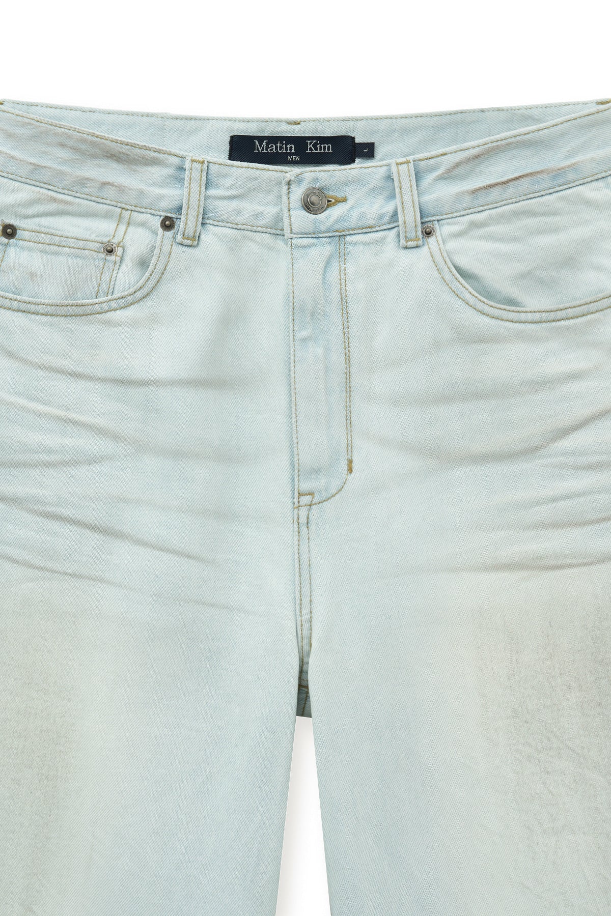 Matin Kim - Dirty Washed Denim Pants (Light Blue) product image 3 | TRAB K-Fashion Australia