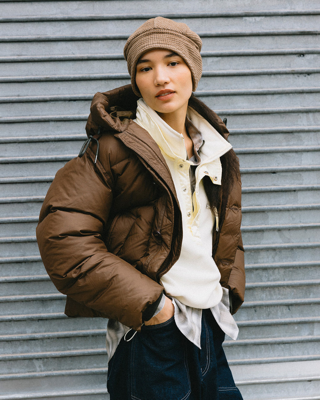 Eastlogue - Alpine Half Zip-up Fleece Jumper (Cream) product image 3 | TRAB K-Fashion Australia