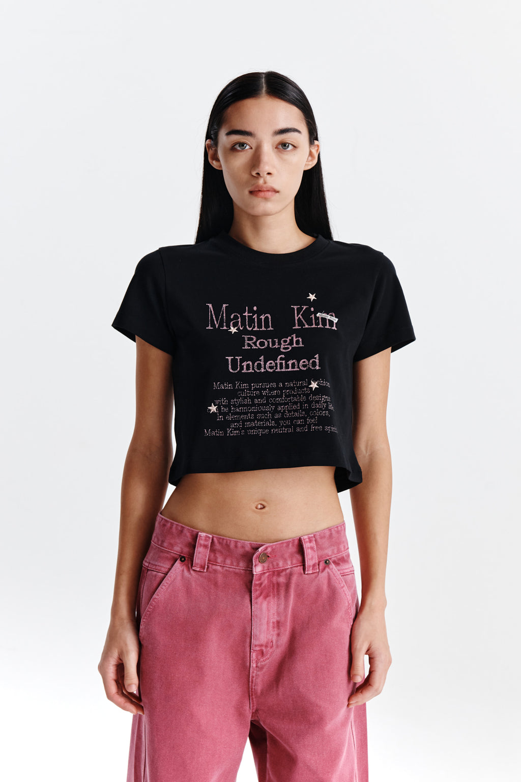 Matin Kim - Dazzle Lettering Crop Top (Black) product image 10 | TRAB K-Fashion Australia