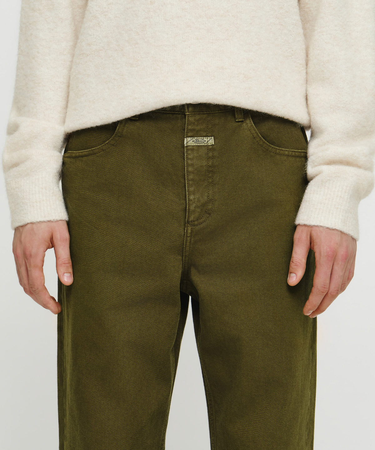 Marithe & Francois Girbaud - [Pre-order – Ships 30 Sep] Semi-wide Denim Pants (Olive) product image 2 | TRAB K-Fashion Australia