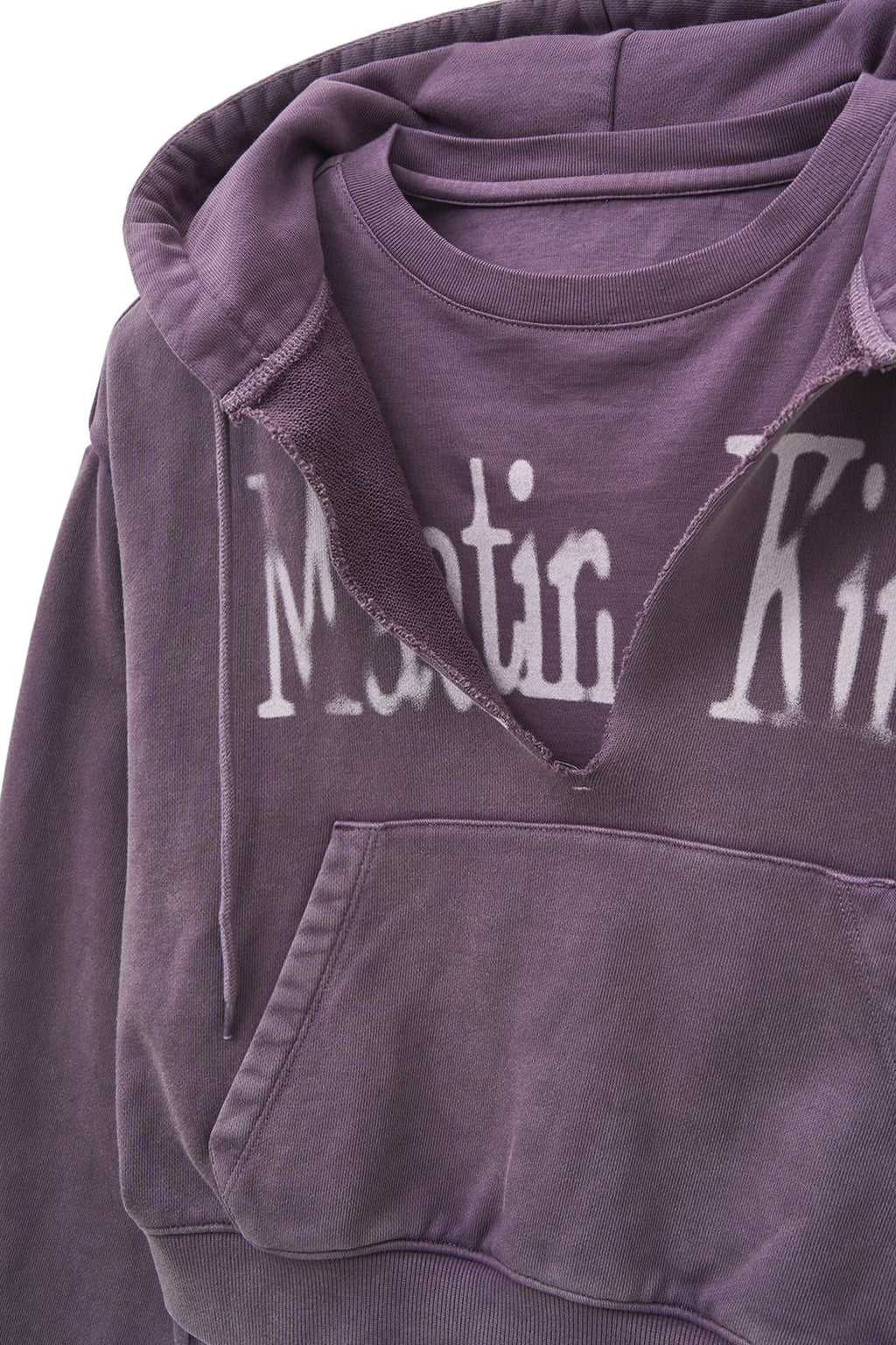 Matin Kim - Washed Layered Crop Hoody (Purple) product image 5 | TRAB K-Fashion Australia