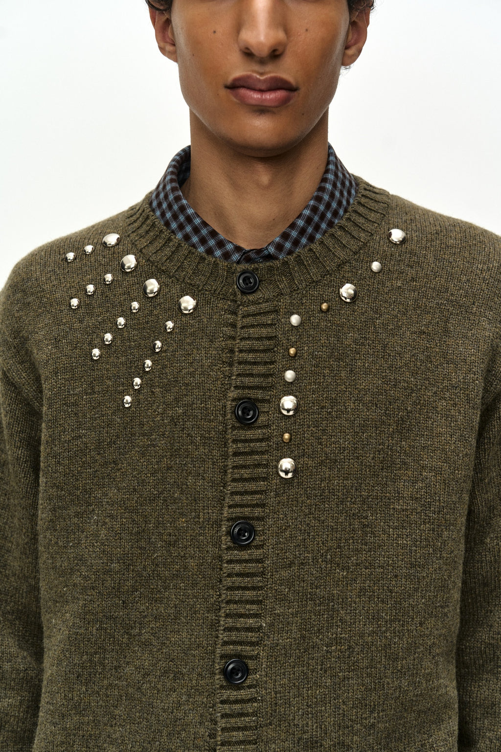 Andersson Bell - Roghen Studded Cardigan (moss Khaki) (Moss Khaki) product image 9 | TRAB K-Fashion Australia