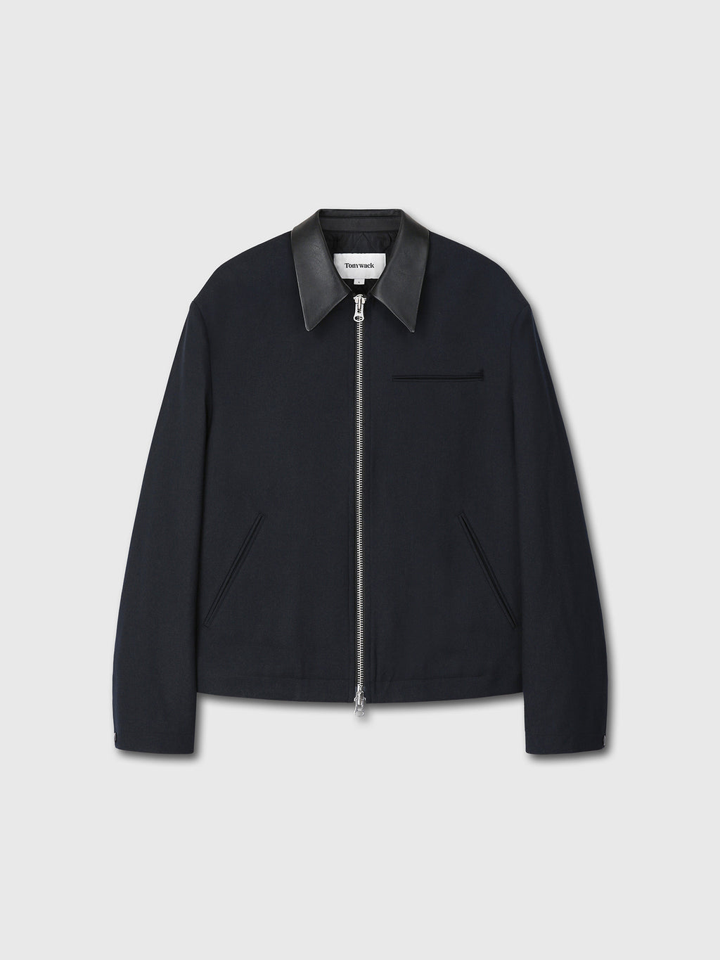 Tonywack - Leather Trim Wool Cotton Blouson (Navy) product image 8 | TRAB K-Fashion Australia