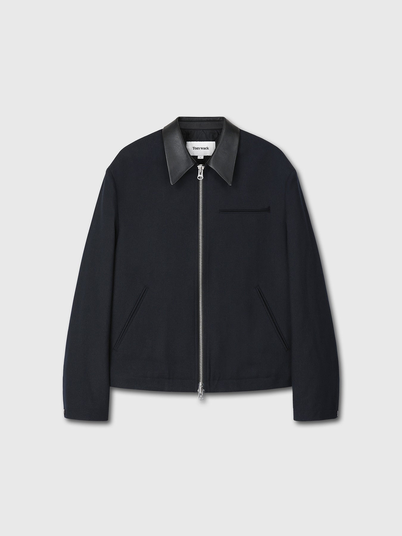 Tonywack - Leather Trim Wool Cotton Blouson (Navy) product image 8 | TRAB K-Fashion Australia