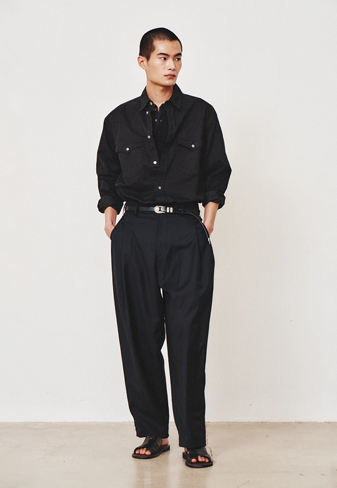 Art if acts - Washed Western Shirt (Vintage Black) product image 1 | TRAB K-Fashion Australia