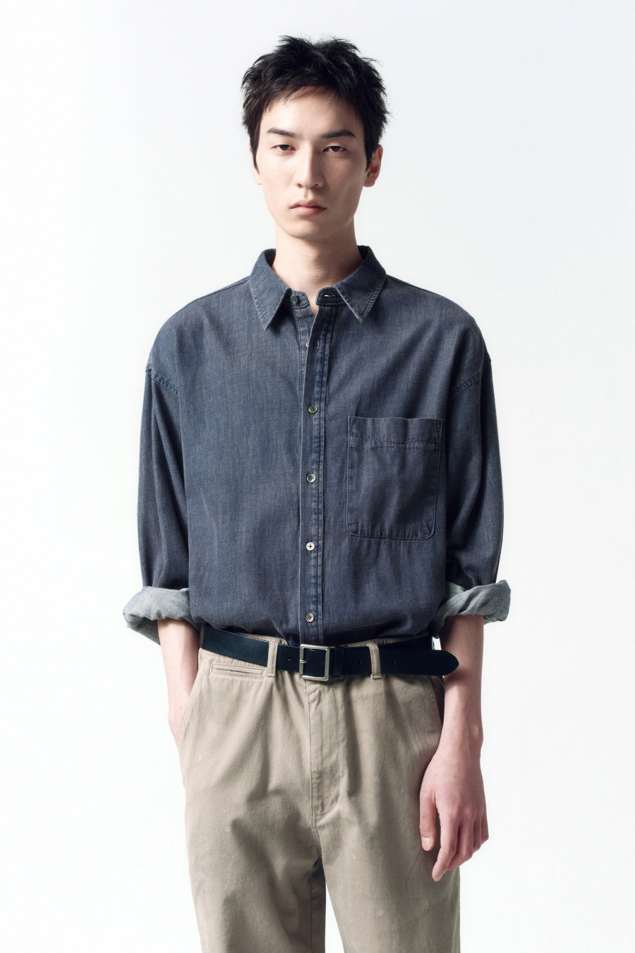 Insilence - Vintage Washed Denim Shirt (Vintage Indigo) product image 2 | TRAB K-Fashion Australia