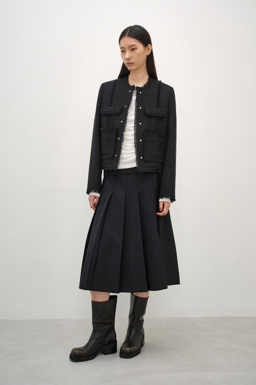 Insilence - Stud Tweed Jacket (Black) product image 3 | TRAB K-Fashion Australia