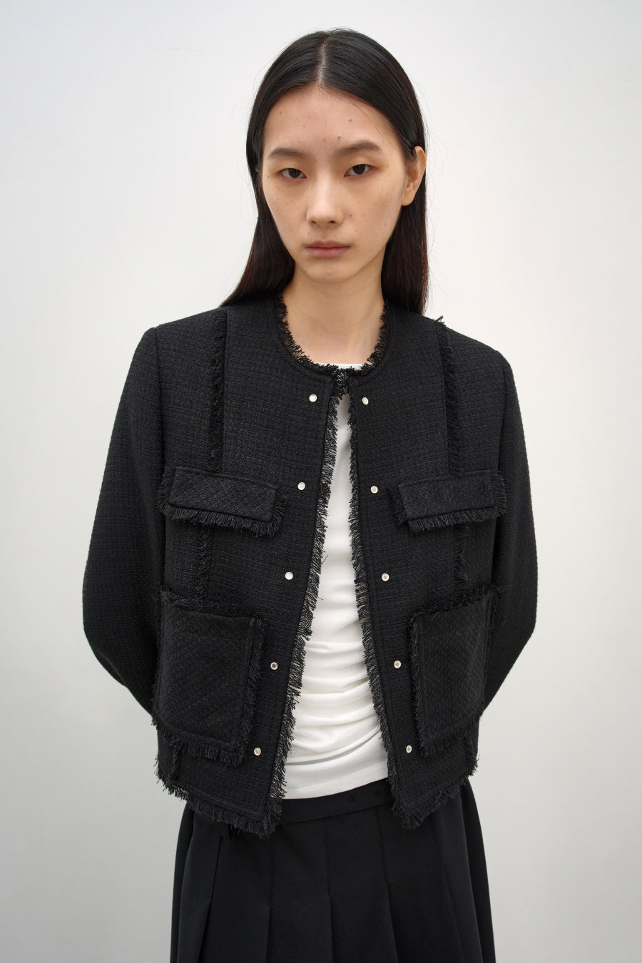 Insilence - Stud Tweed Jacket (Black) product image 1 | TRAB K-Fashion Australia
