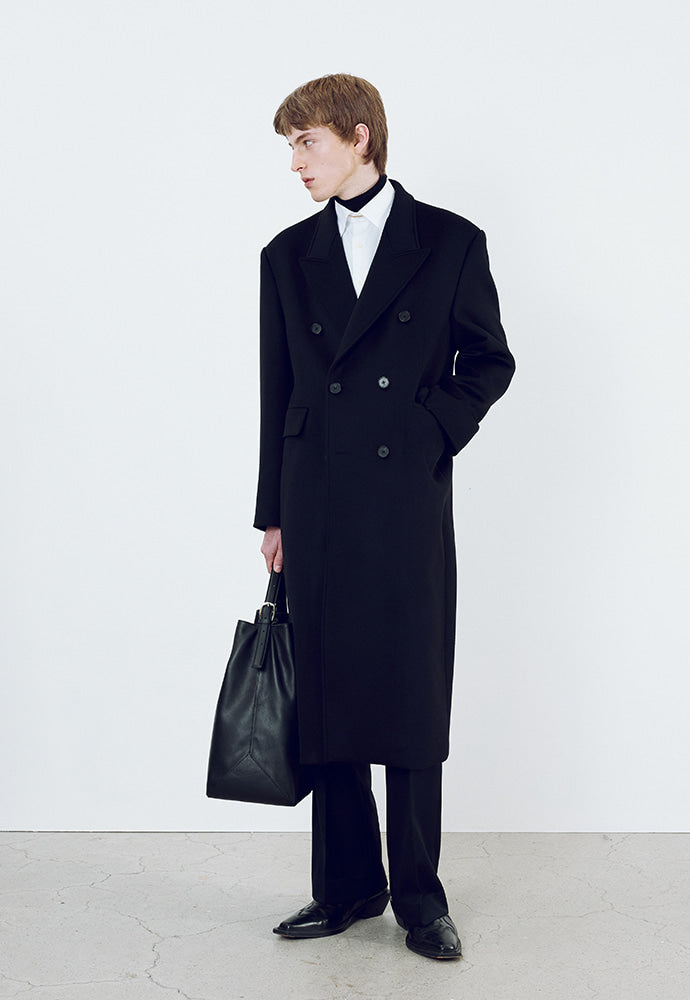 Tonywack - Wool And Cashmere Double-Breasted Coat (Black) product image 2 | TRAB K-Fashion Australia