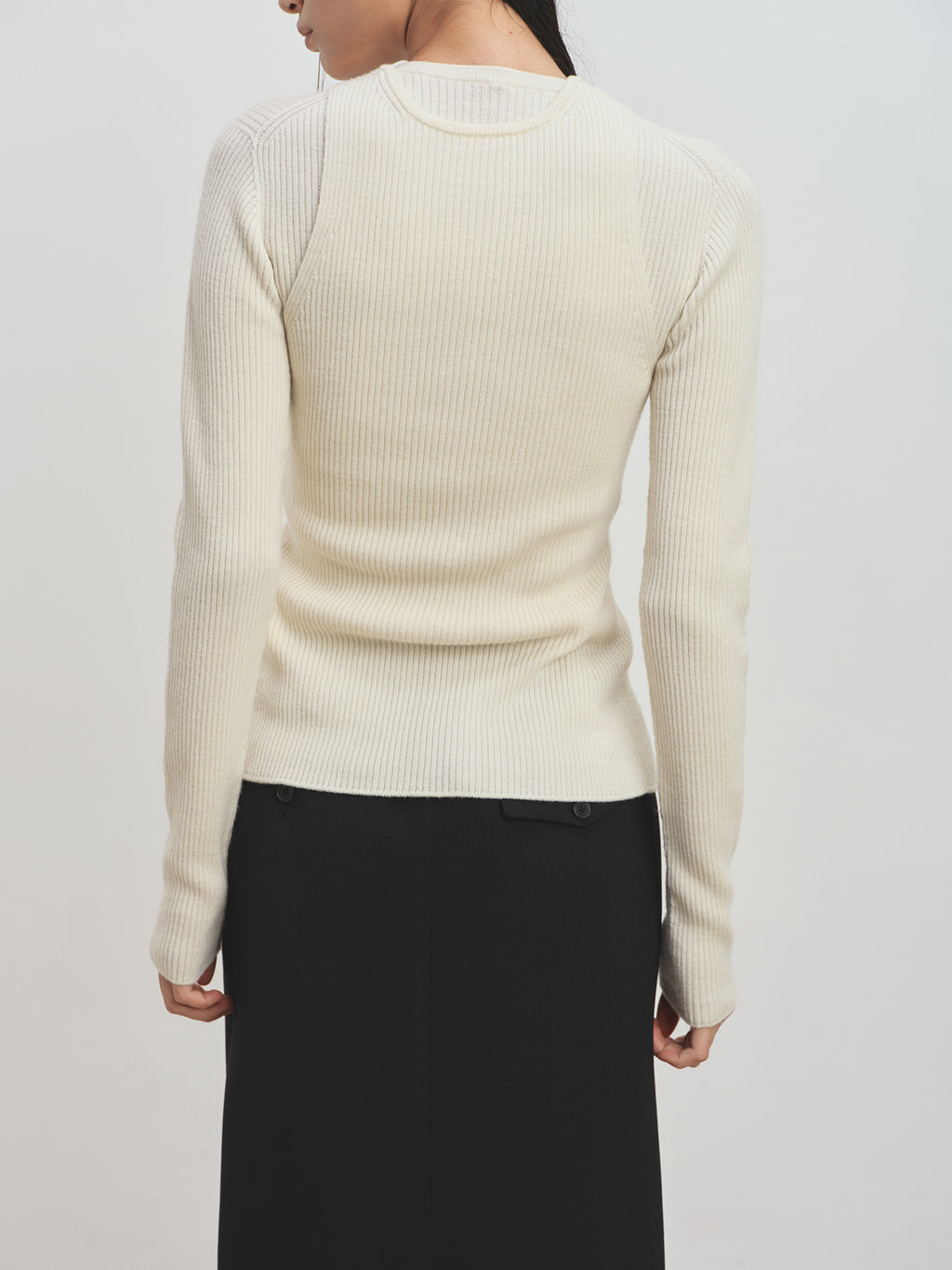 Tonywack - Button Ribbed Sleeveless Cardigan (Ivory) product image 6 | TRAB K-Fashion Australia