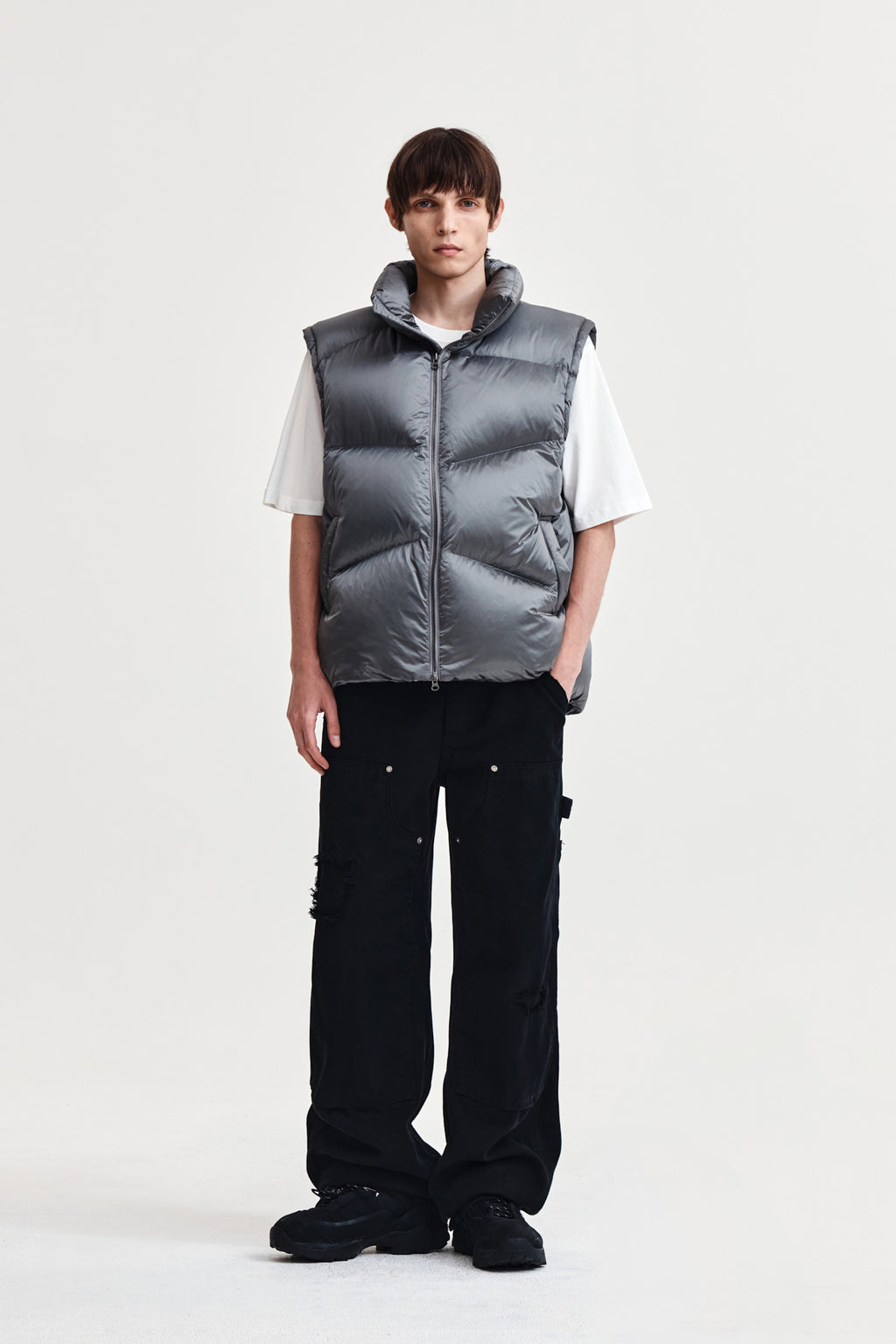 Matin Kim - Unbalance Quilted Down Vest (Grey) product image 8 | TRAB K-Fashion Australia