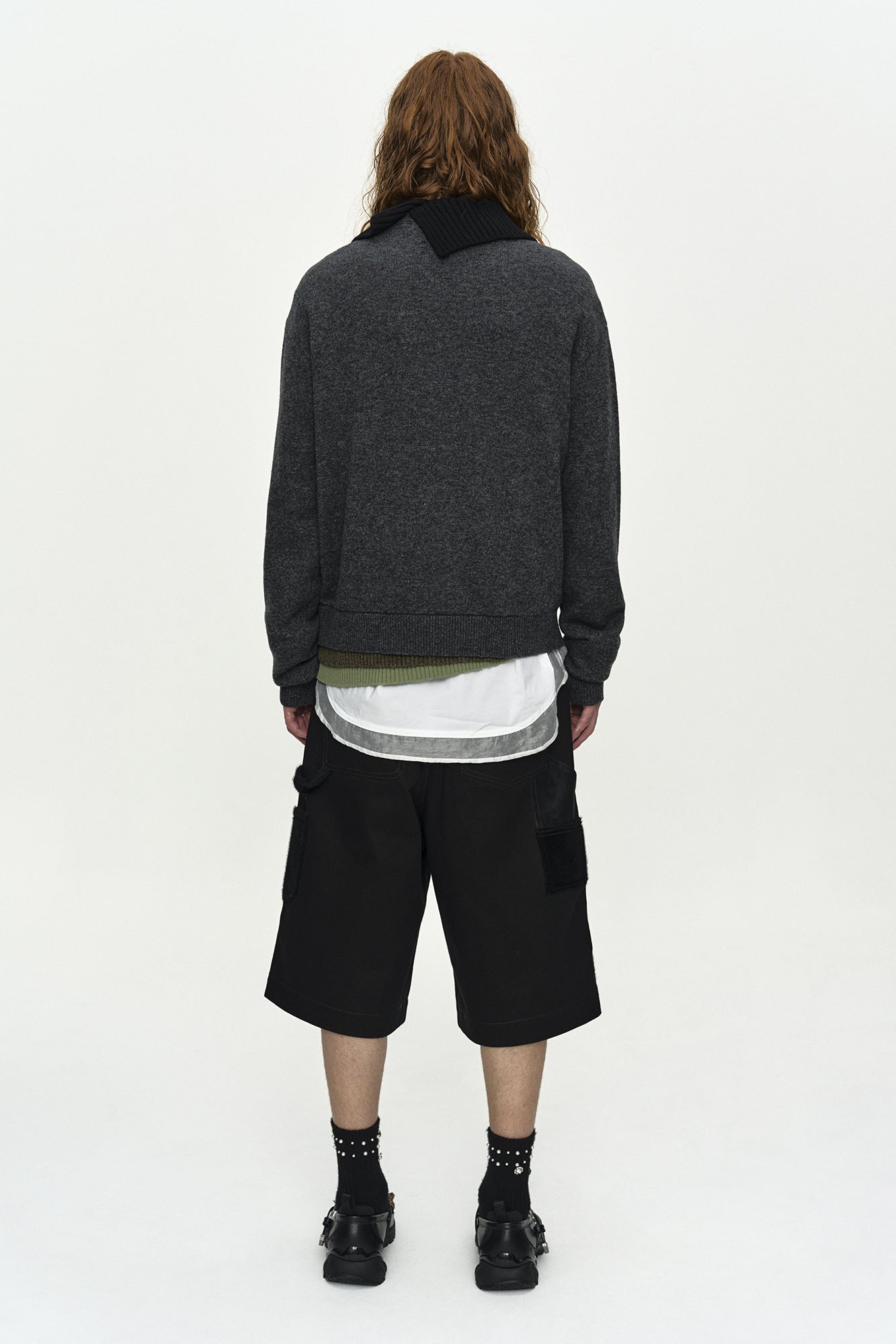 Andersson Bell - Layered Collar Cardigan (Charcoal) product image 2 | TRAB K-Fashion Australia