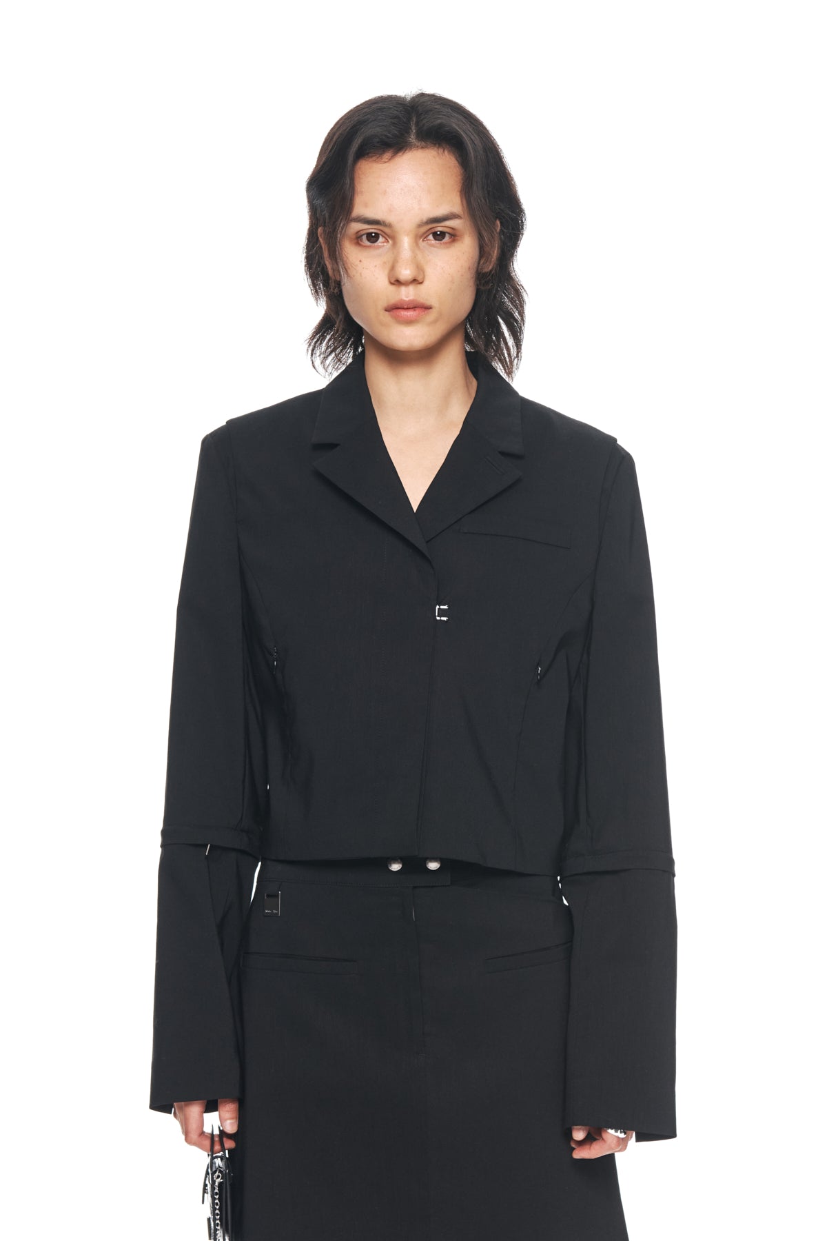 Matin Kim - Zipper Point Linen Crop Jacket (Black) product image 5 | TRAB K-Fashion Australia