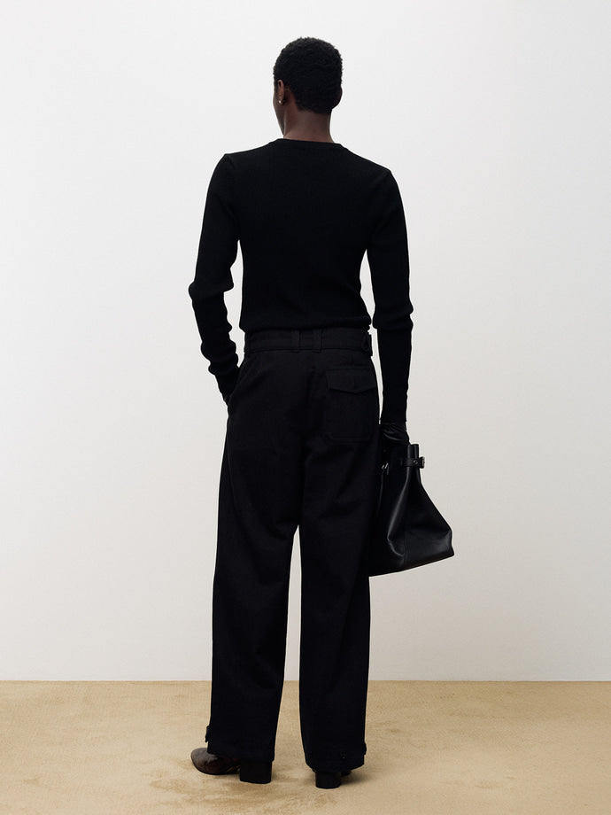 Tonywack - Super Fine Wool Ribbed V-Neck Sweater (Black) product image 3 | TRAB K-Fashion Australia