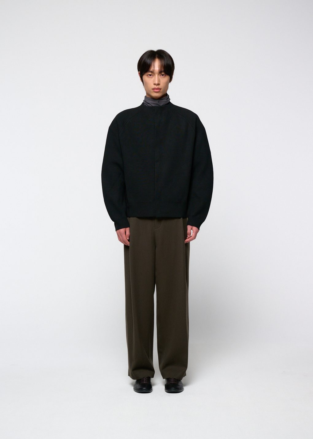 Amomento - Men's rounded sleeve cardigan (Black) product image 2 | TRAB K-Fashion Australia