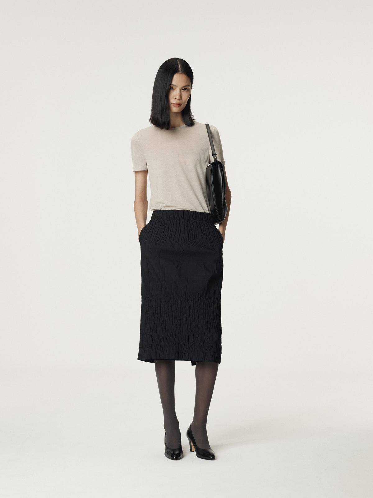 Recto - Wave Jacquard Banding Skirt (Black) product image 2 | TRAB K-Fashion Australia