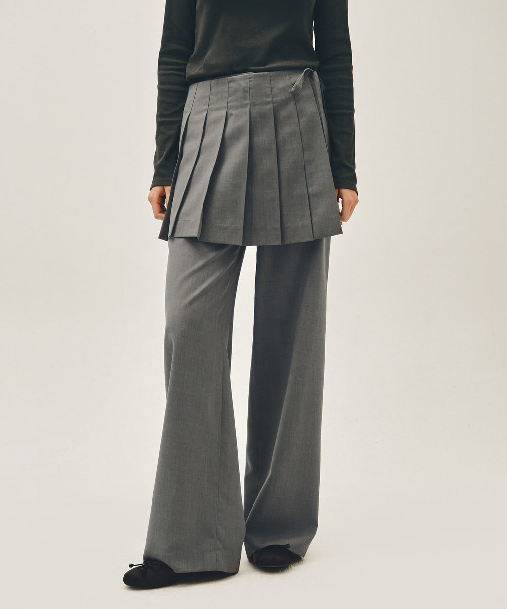 Marithe & Francois Girbaud - Layered Pleats Skirt Pants (Gray) product image 1 | TRAB K-Fashion Australia