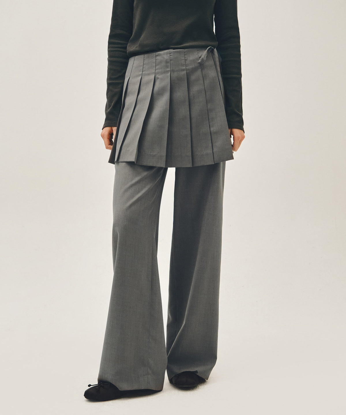 Marithe & Francois Girbaud - Layered Pleats Skirt Pants (Gray) product image 1 | TRAB K-Fashion Australia