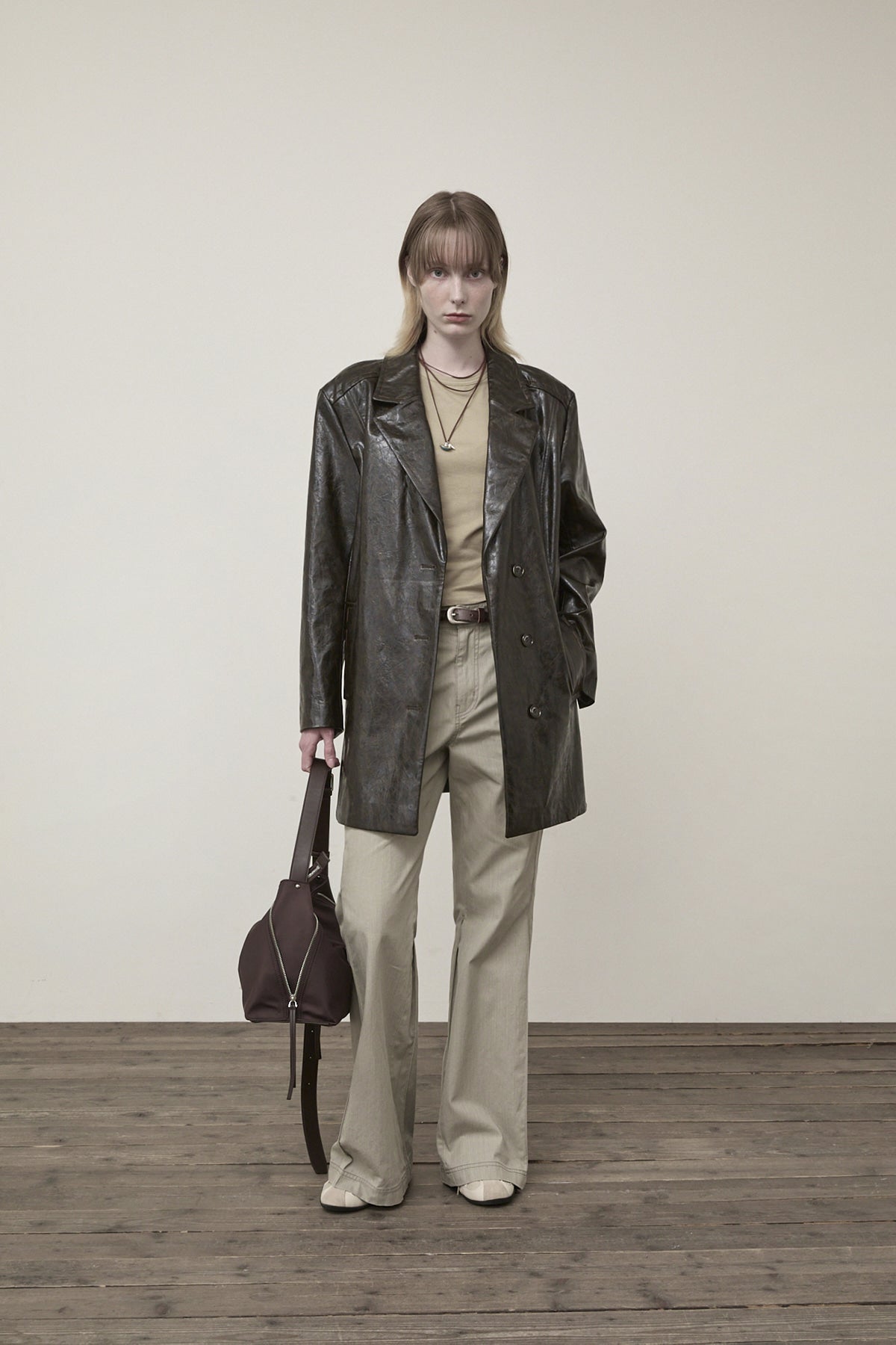 Matin Kim - Faux Leather Half Double Jacket (Dark Brown) product image 8 | TRAB K-Fashion Australia
