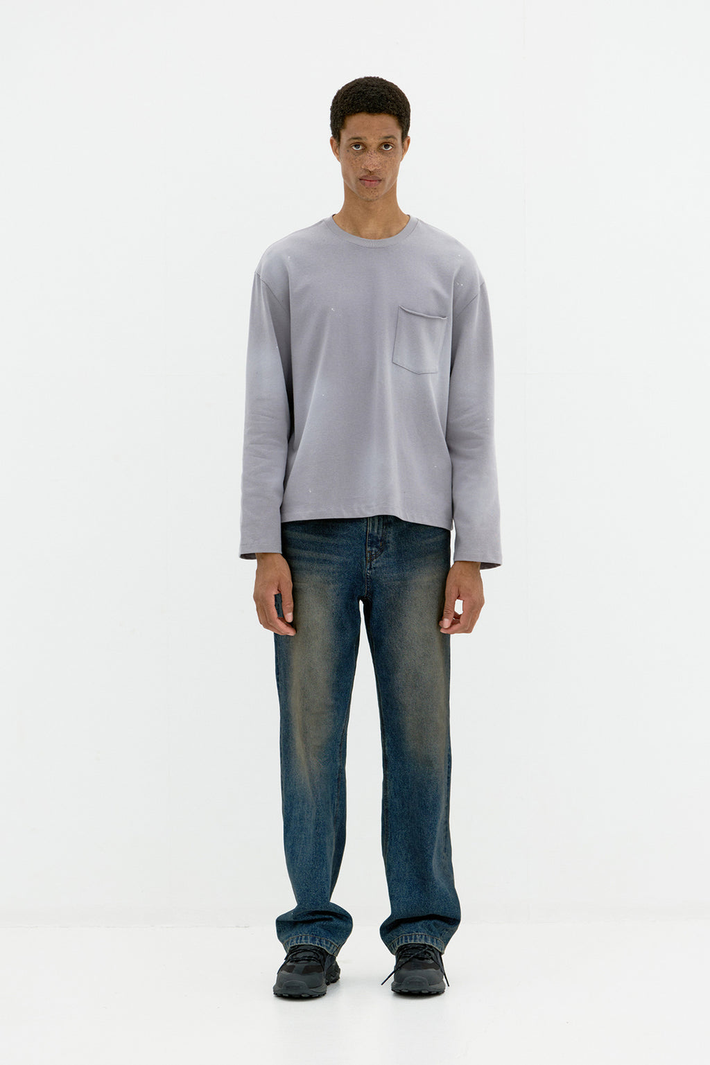 Coor - Painted Long Sleeve T-Shirt (Washed Gray) product image 2 | TRAB K-Fashion Australia