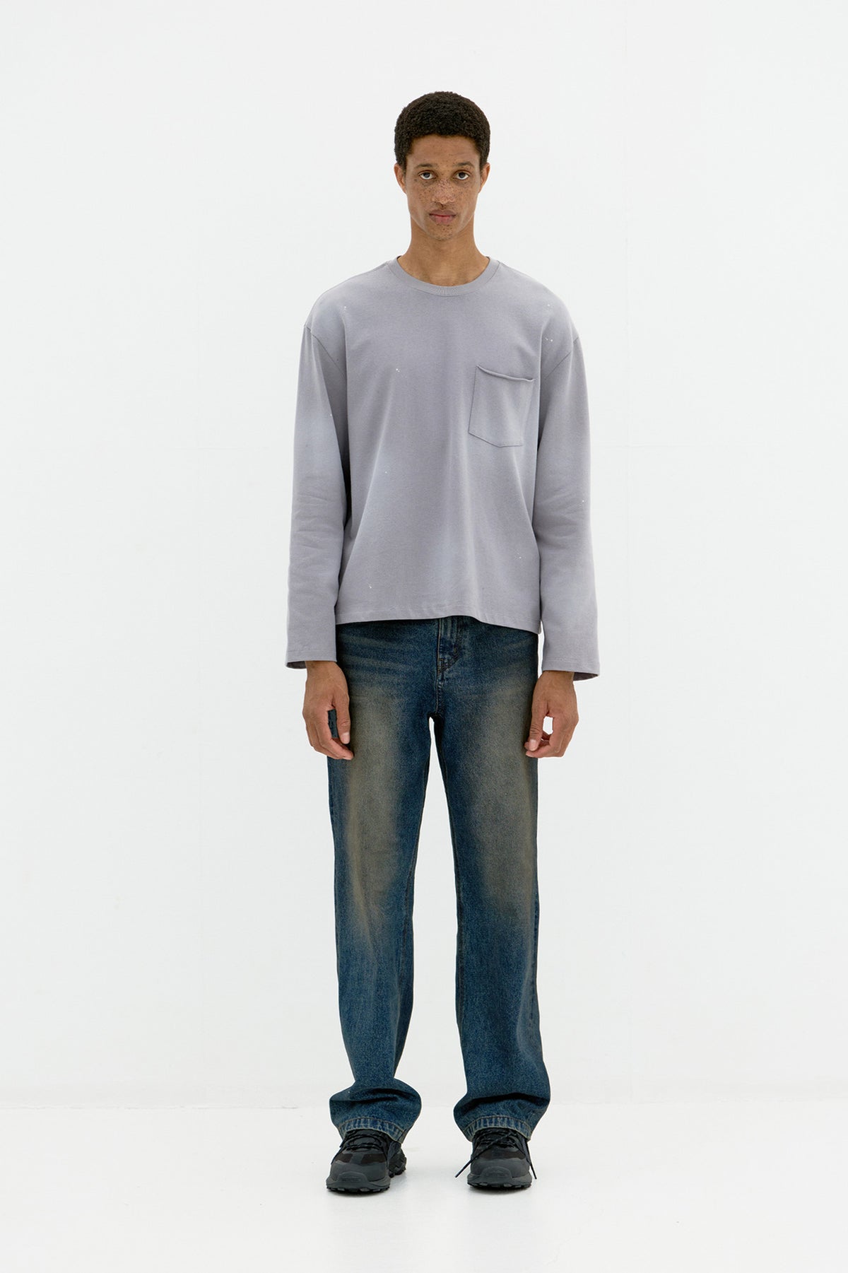 Coor - Painted Long Sleeve T-Shirt (Washed Gray) product image 2 | TRAB K-Fashion Australia
