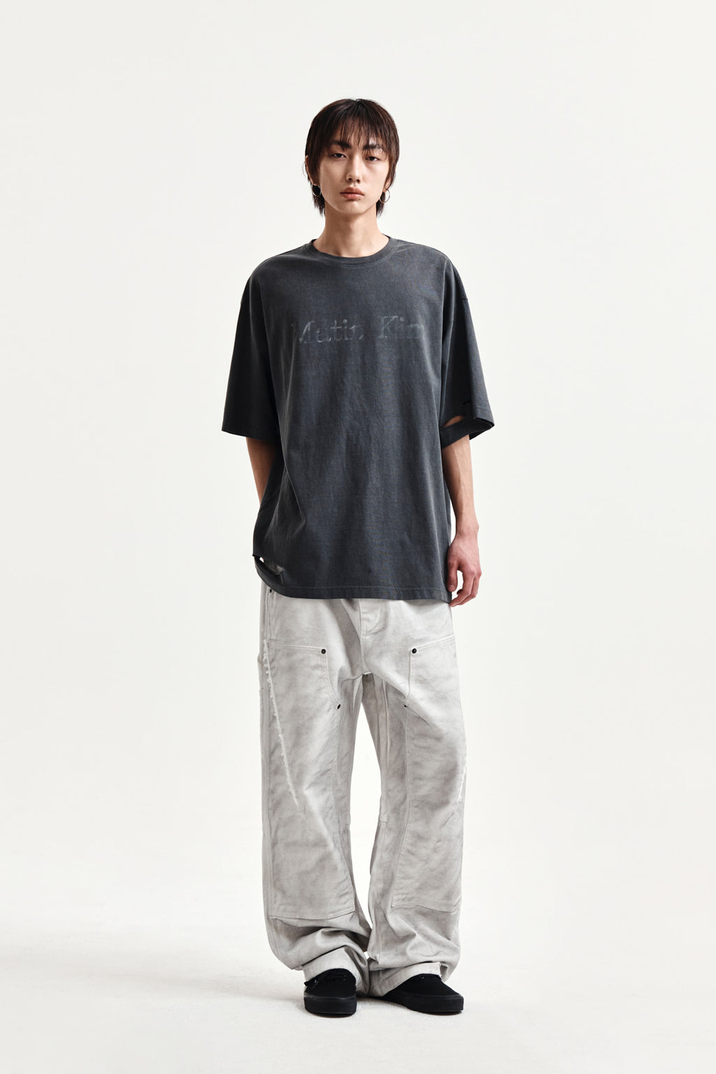 Matin Kim - Distressed Logo Top (Charcoal) product image 8 | TRAB K-Fashion Australia