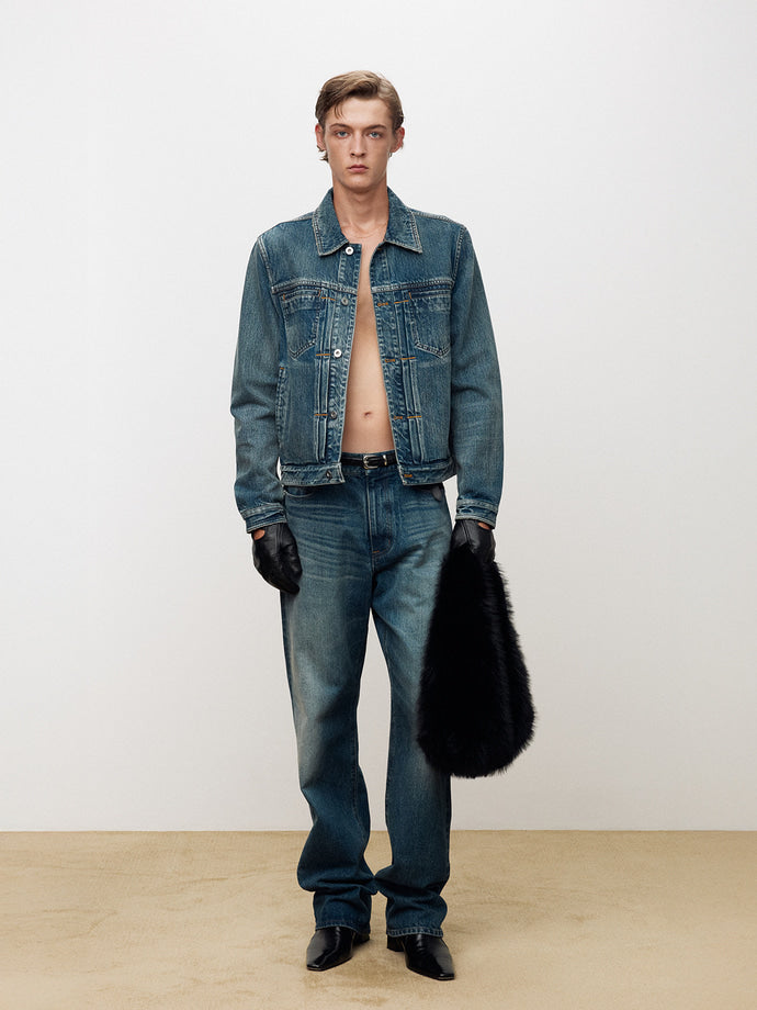 Tonywack - Denim Blouson Jacket (Mid Blue) product image 2 | TRAB K-Fashion Australia