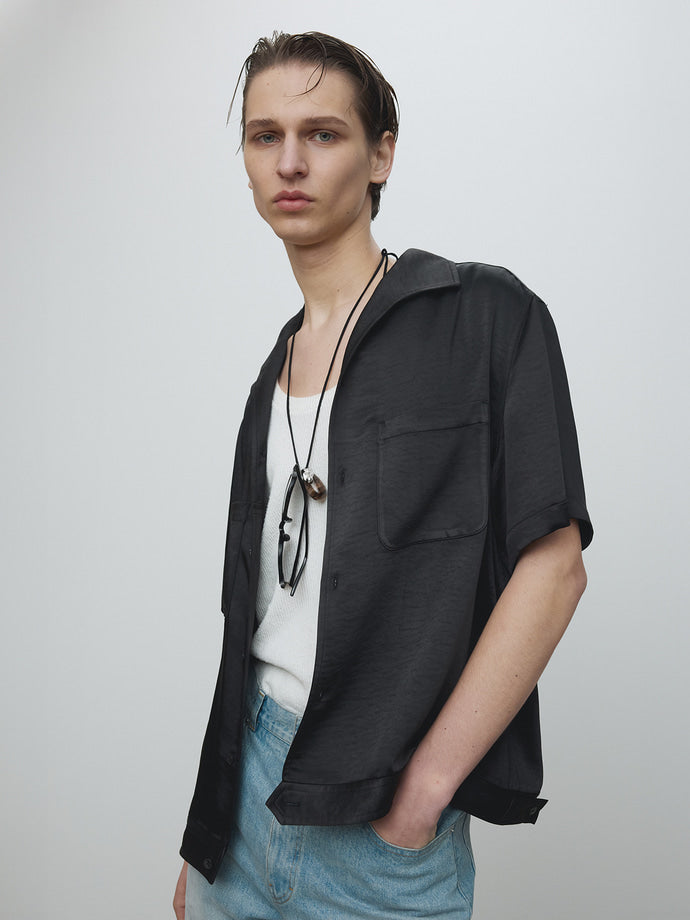 Tonywack - One Piece Collar Half Sleeve Shirt (Black) product image 6 | TRAB K-Fashion Australia