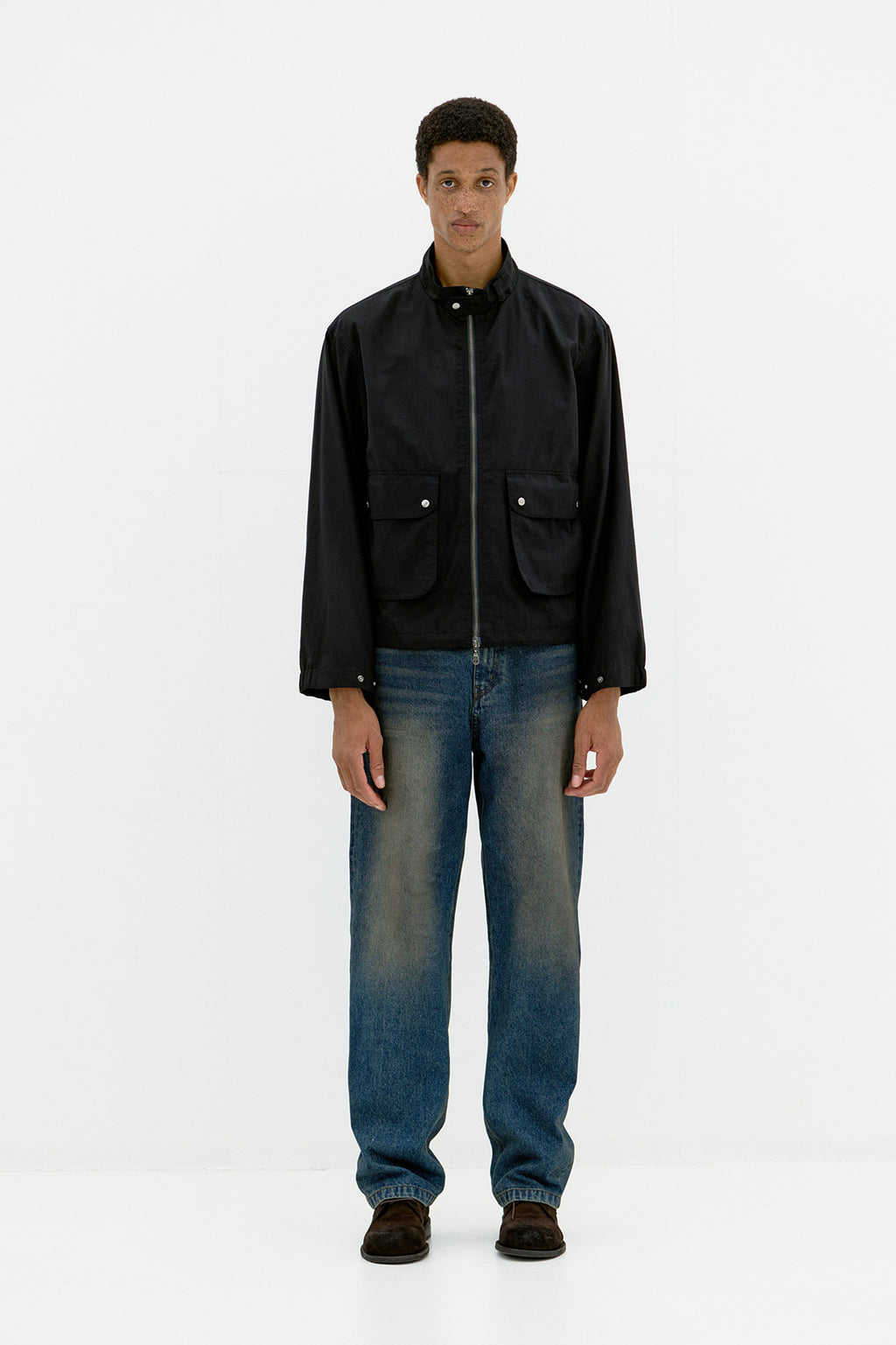 Coor - Stand Collar Cotton Washed Jumper (Washed Black) product image 2 | TRAB K-Fashion Australia