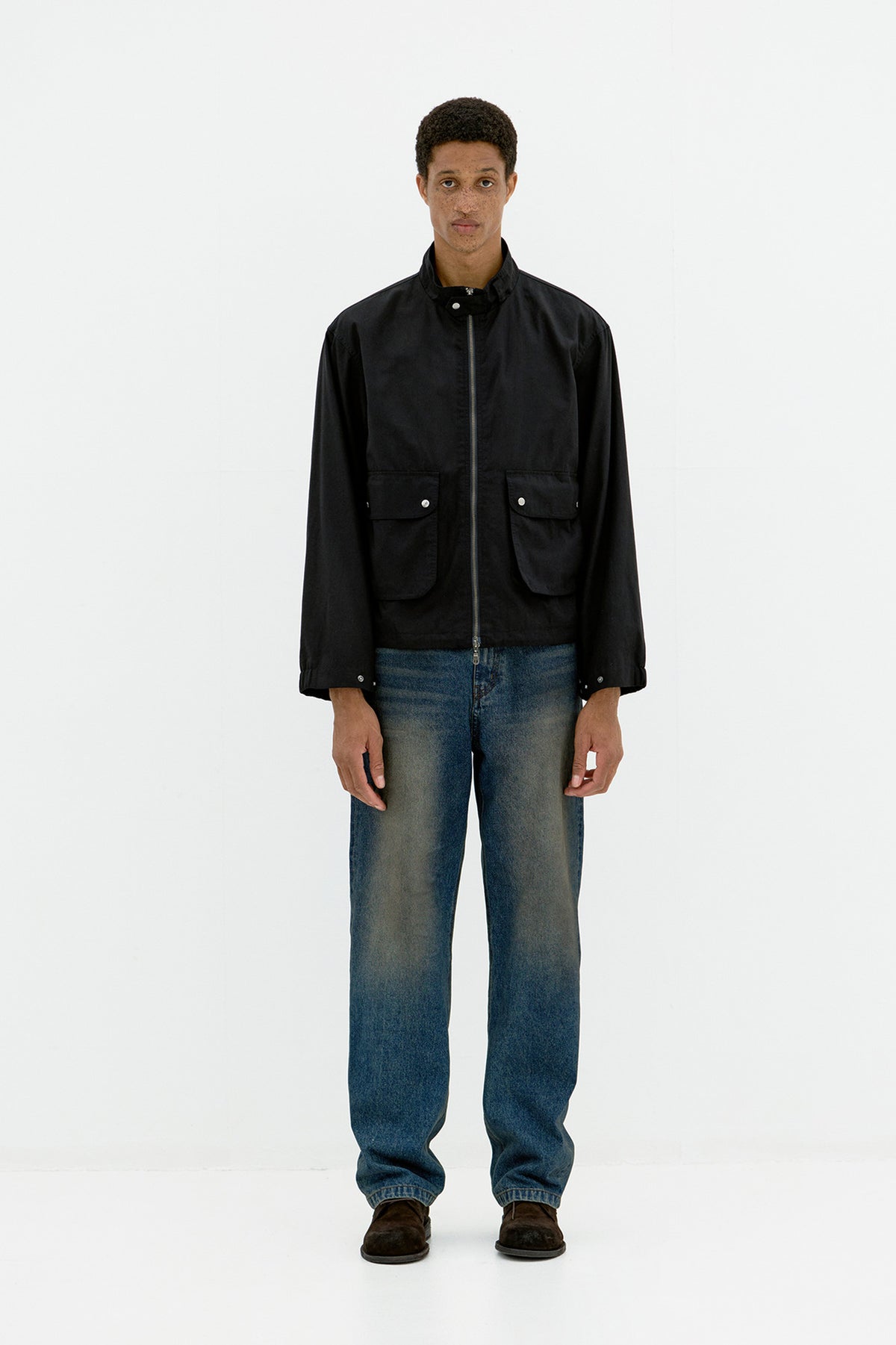 Coor - Stand Collar Cotton Washed Jumper (Washed Black) product image 2 | TRAB K-Fashion Australia
