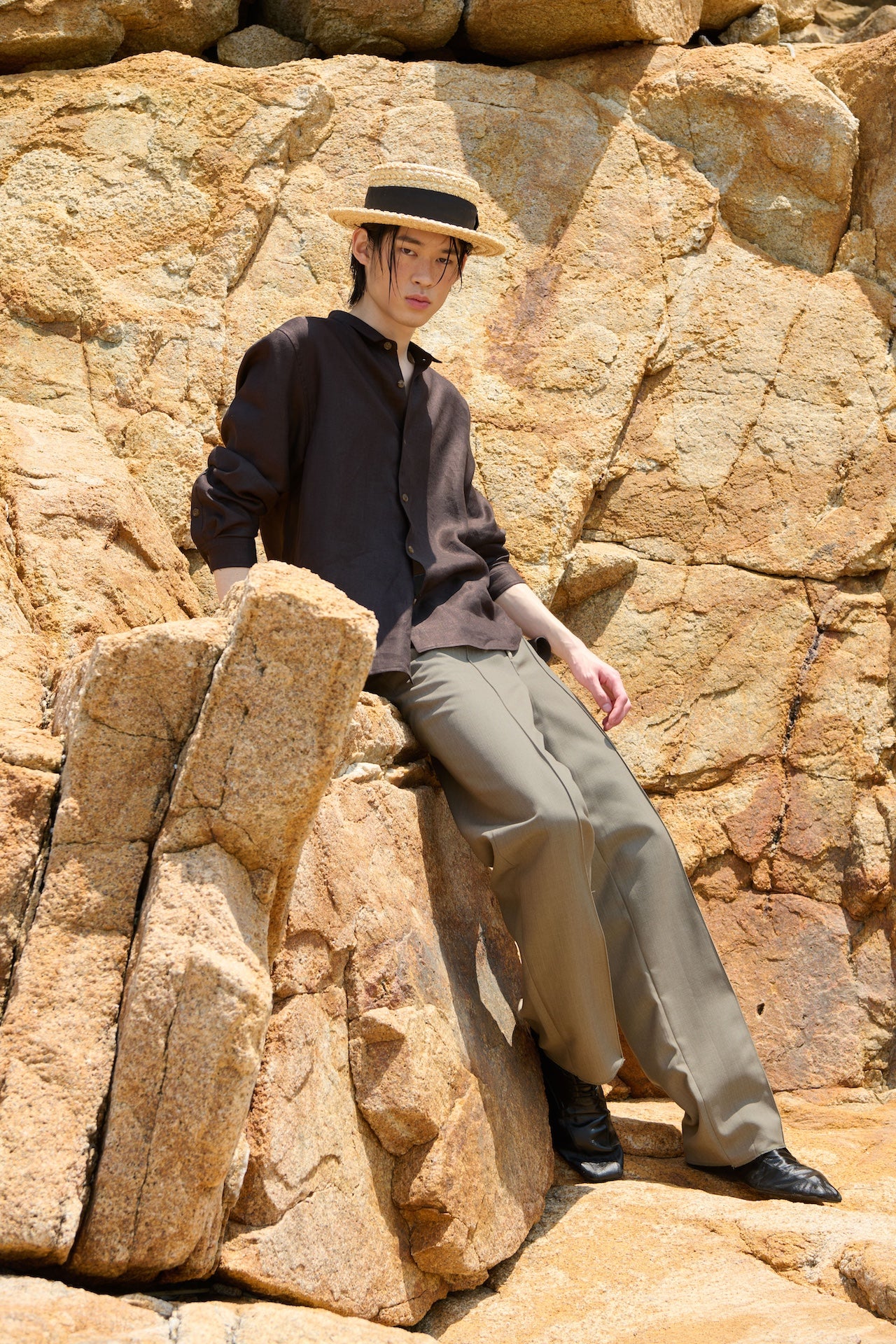 STU - Linen Shirt (Brown) product image 2 | TRAB K-Fashion Australia