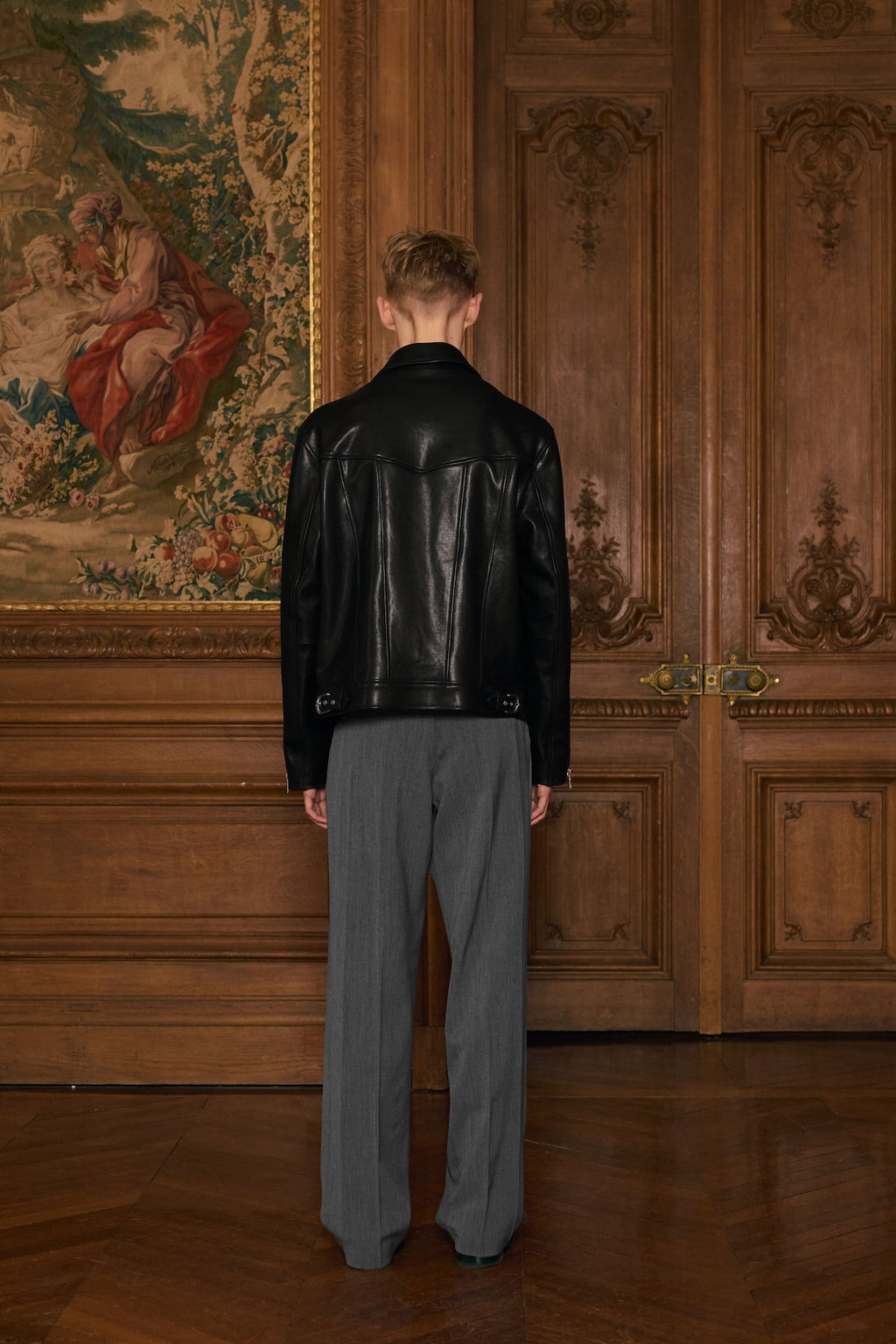 STU - Lambskin Zipper Leather Jacket (Black) product image 3 | TRAB K-Fashion Australia