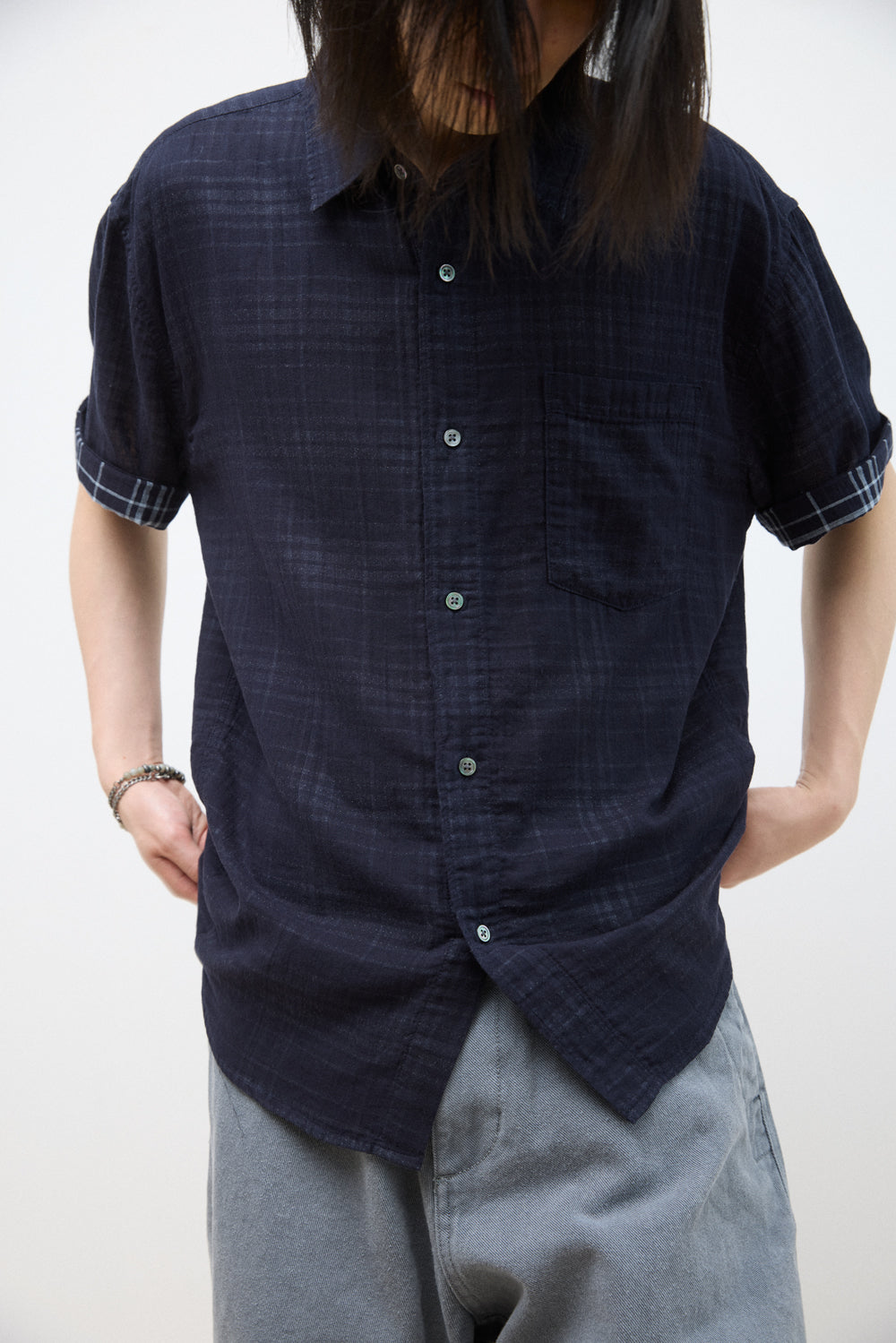 Hatchingroom - Shadow Check Shirt (Dark Navy) product image 15 | TRAB K-Fashion Australia
