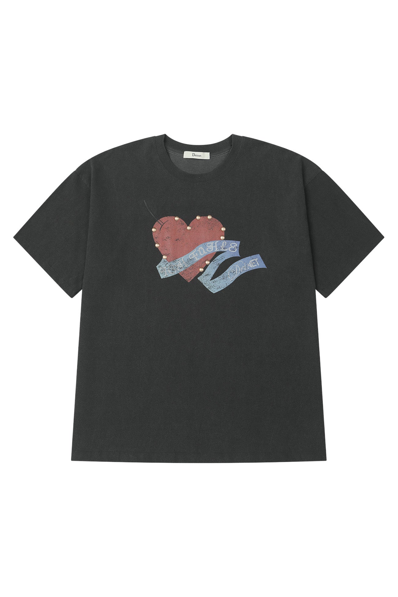 Deinet - Stud Heart T-Shirt (Charcoal) product image 1 | TRAB K-Fashion Australia