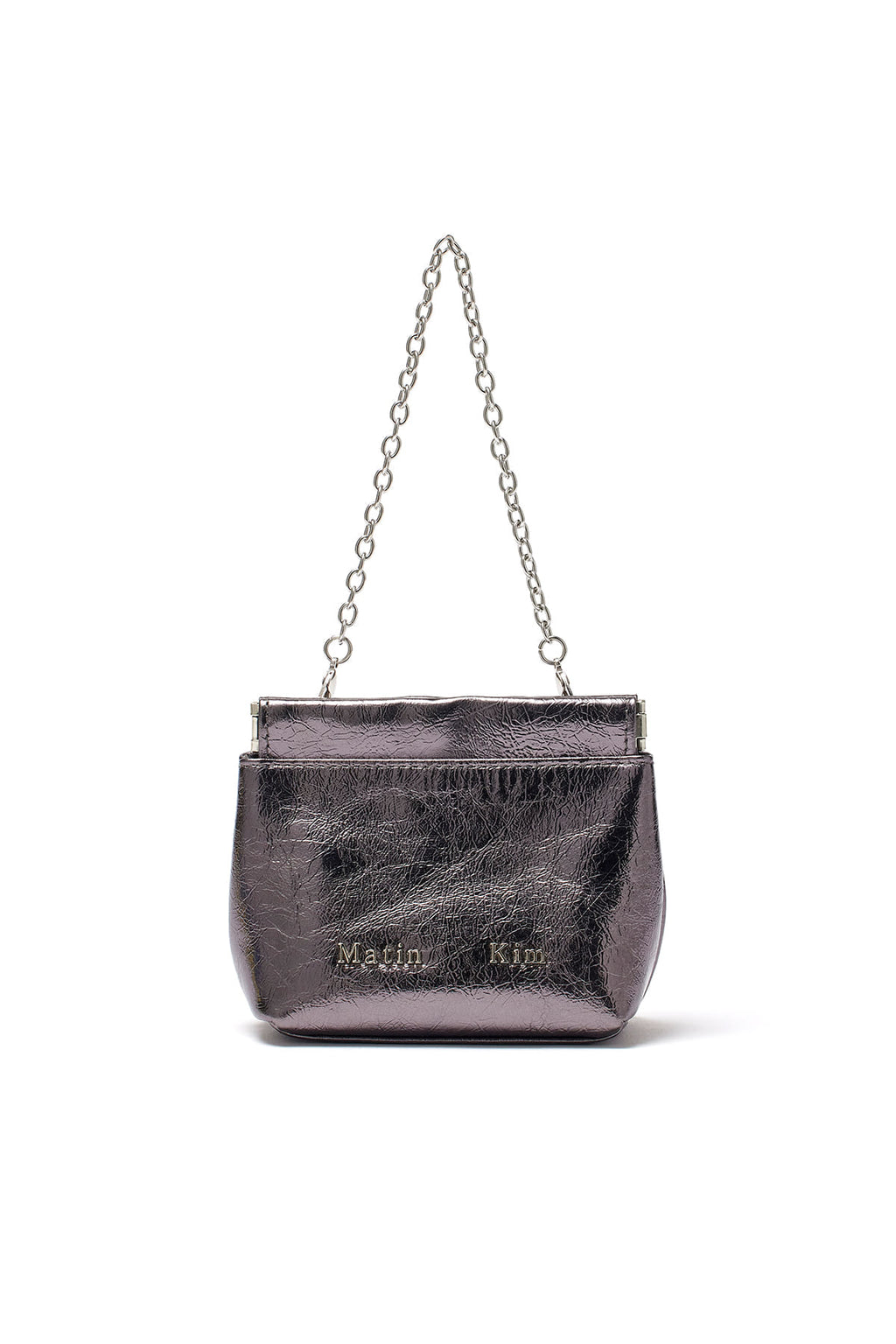 Matin Kim - Glossy Leather Mini Wallet Bag (Dark Silver) product image 3 | TRAB K-Fashion Australia