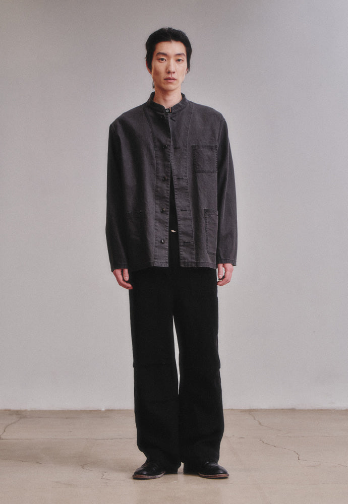 Art if acts - Linen Oriental Band Collar Jacket (Black) product image 3 | TRAB K-Fashion Australia