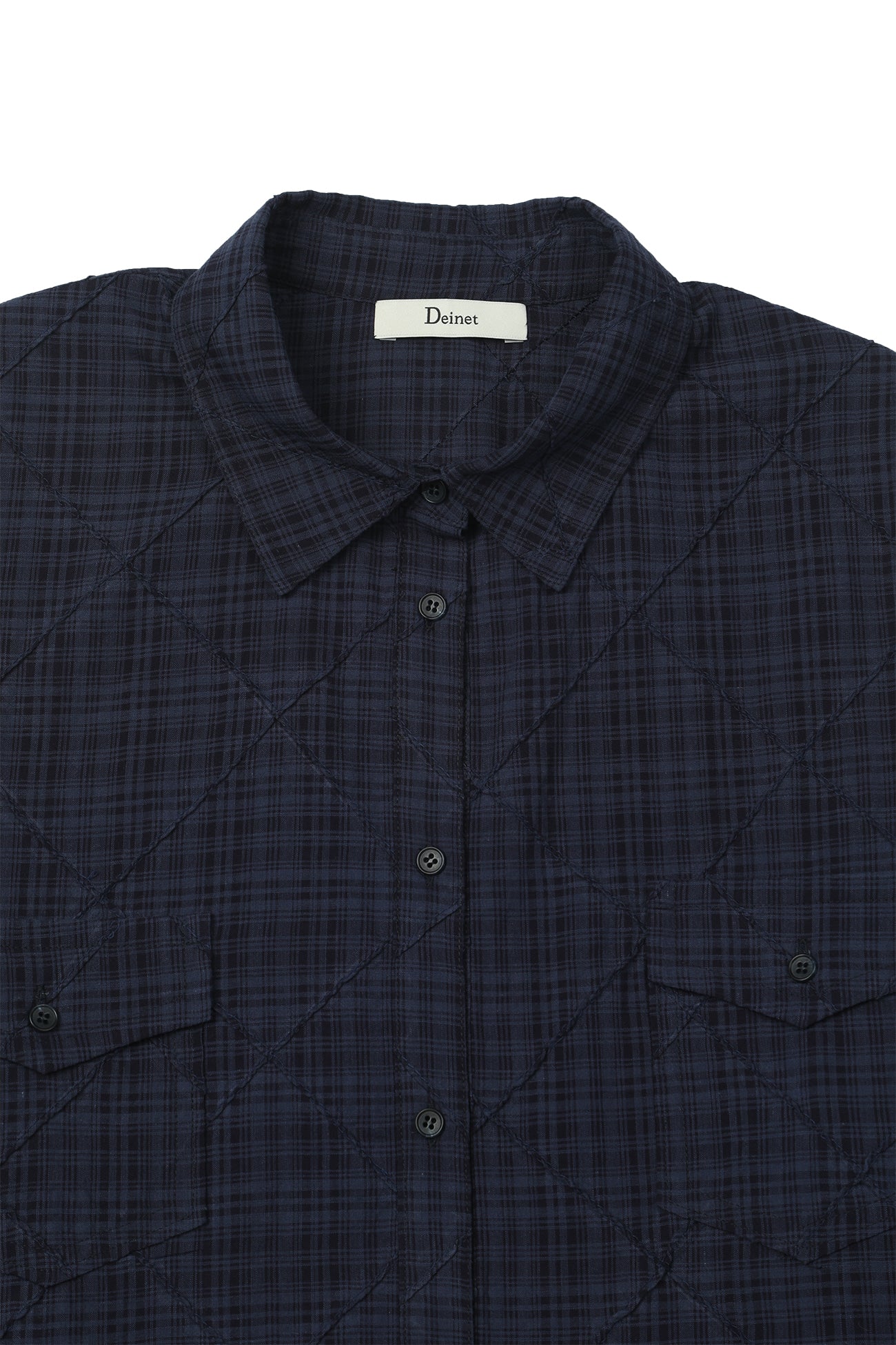 Deinet - Double Checkered Overfit Shirt (Navy) product image 12 | TRAB K-Fashion Australia