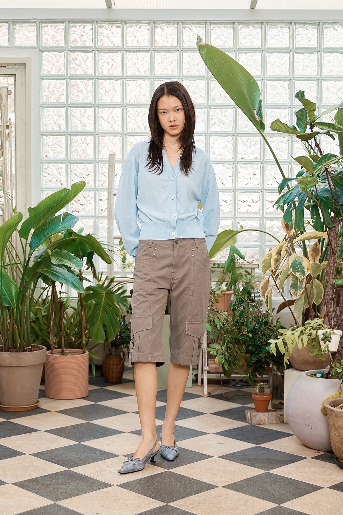 Matin Kim - Back Logo See Through Cardigan (Sky) product image 9 | TRAB K-Fashion Australia