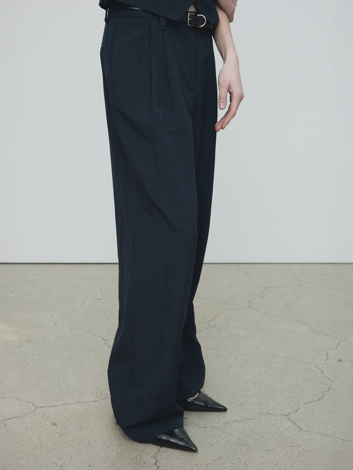 Tonywack - Linen Two Pleats Wide Pants (Navy) product image 5 | TRAB K-Fashion Australia