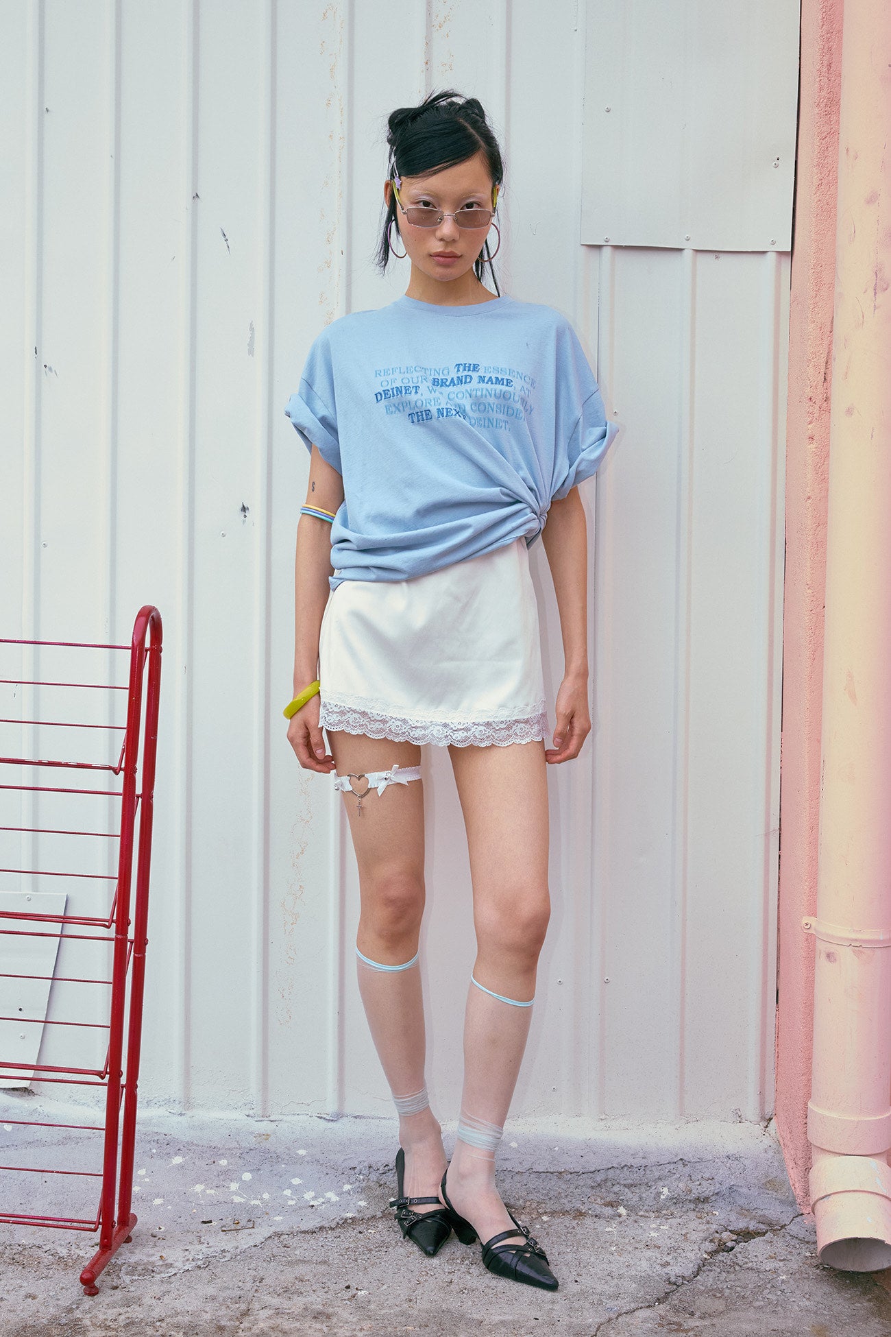 Deinet - Lettering T-Shirt (Sky Blue) product image 1 | TRAB K-Fashion Australia