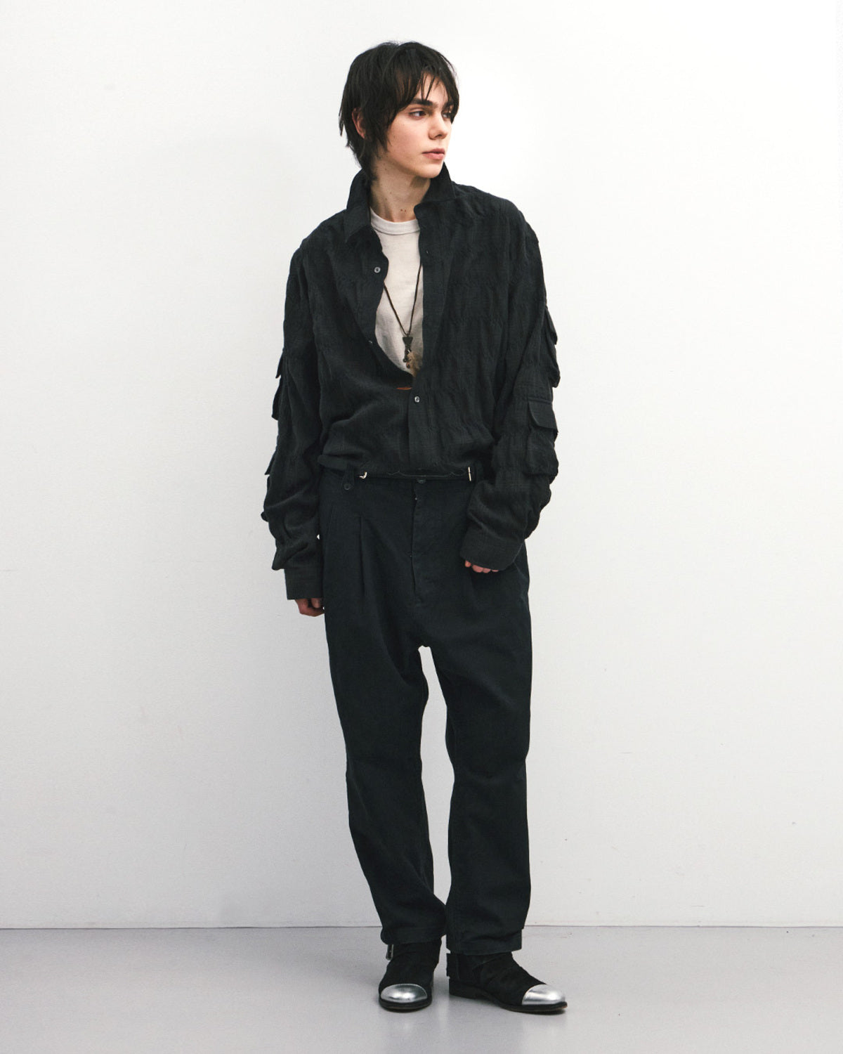 Eastlogue - Magazine Pouch Shirts (Charcoal Olive Check) product image 4 | TRAB K-Fashion Australia