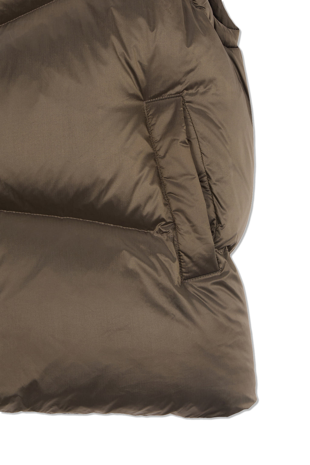 Matin Kim - Unbalance Quilted Down Vest (Khaki Brown) product image 4 | TRAB K-Fashion Australia
