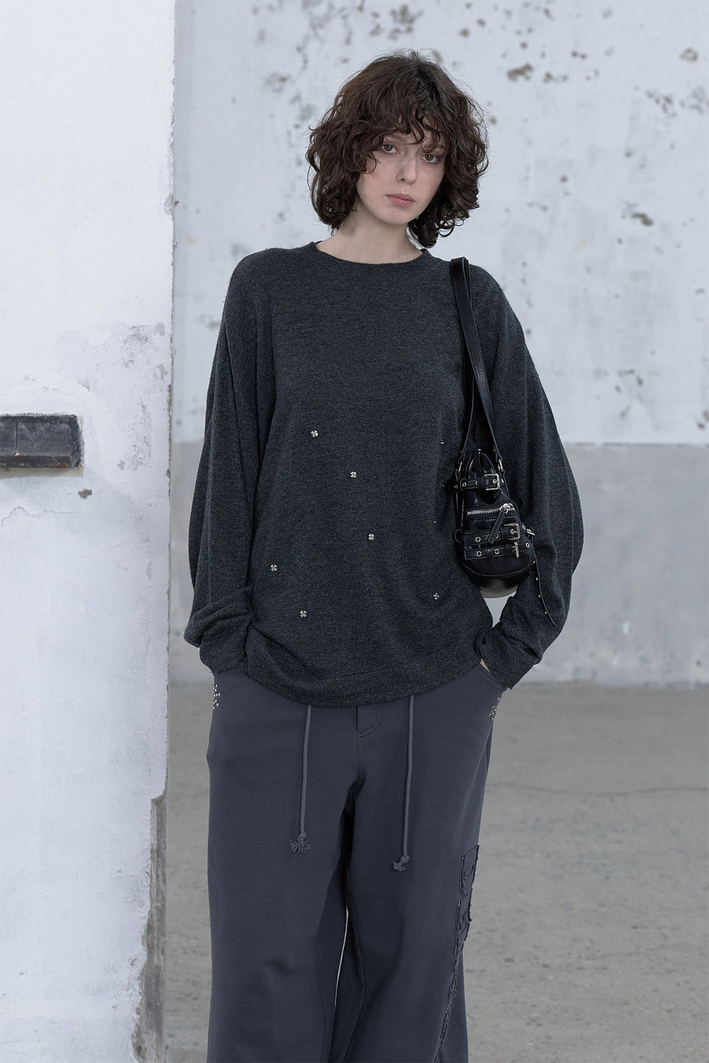 Deinet - Button Up Pullover Knit (Charcoal) product image 6 | TRAB K-Fashion Australia