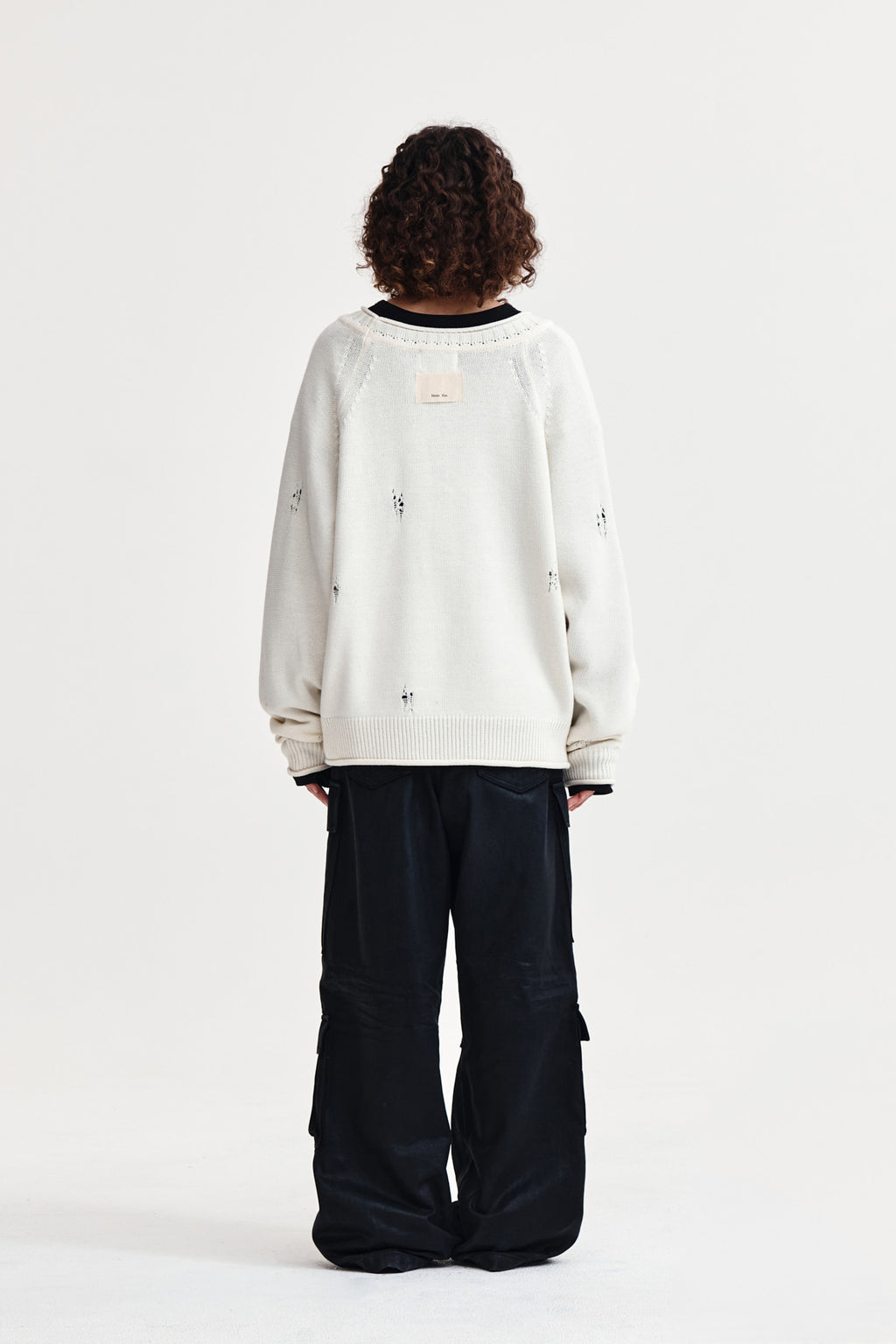 Matin Kim - Two Way Off Shoulder Damage Pullover (Ivory) product image 7 | TRAB K-Fashion Australia