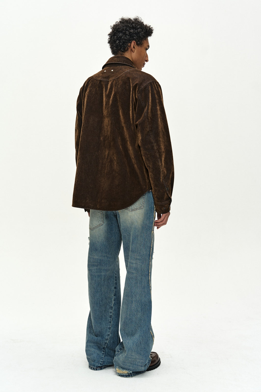 Andersson Bell - Flock Velvet Padded Shirt (Brown) product image 4 | TRAB K-Fashion Australia